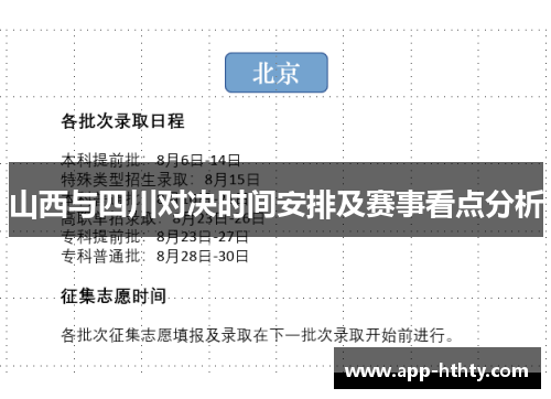 山西与四川对决时间安排及赛事看点分析